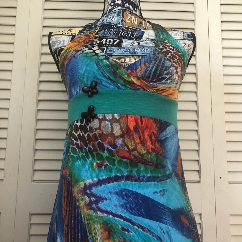 Beautiful Butterfly Brightly Colored Maxi Dress XS